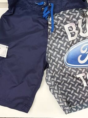 Ford Navy and Gray Boys' Swim Shorts with Blue Logo